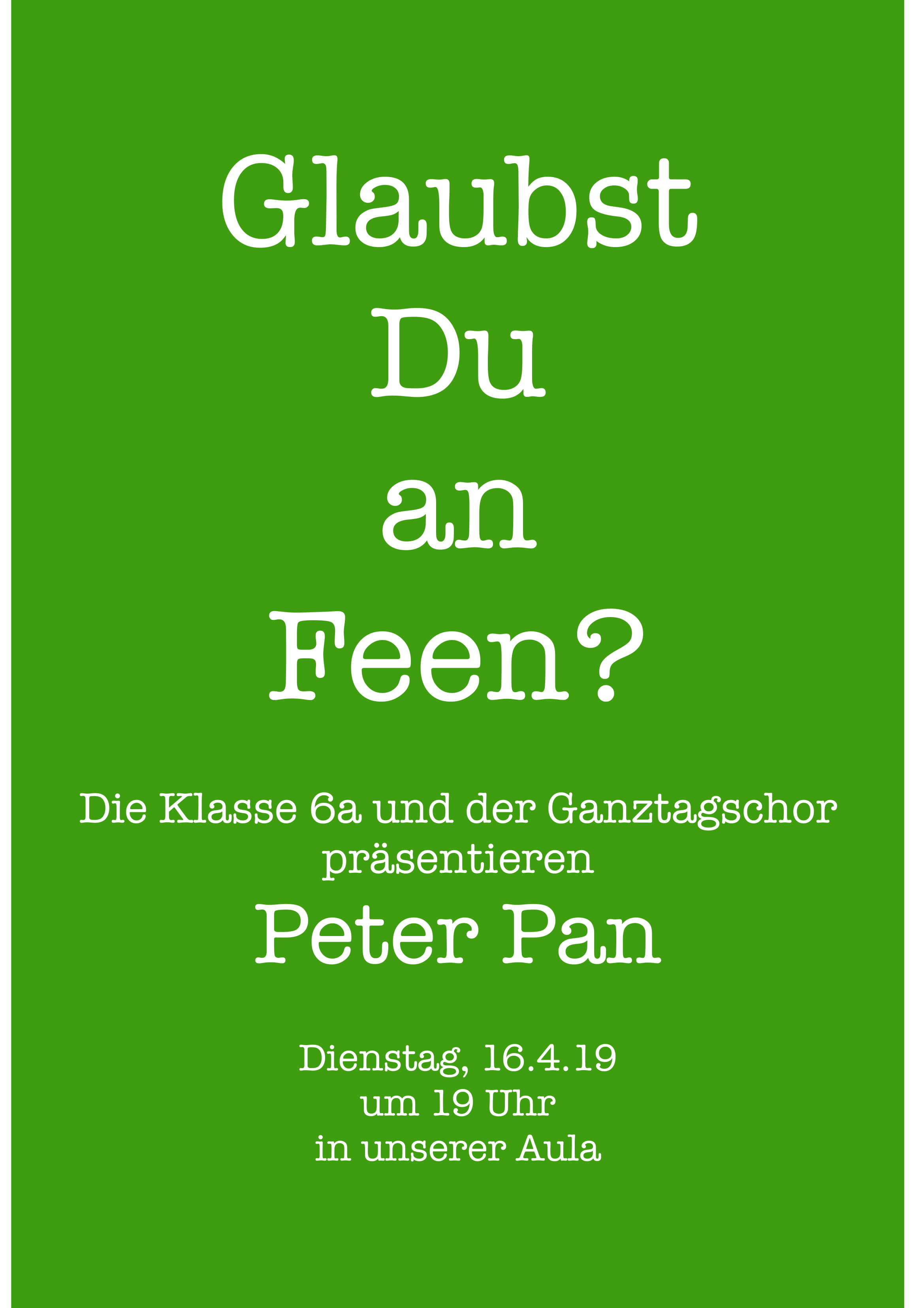 Peter Pan – Forever Young? am 16.4.2019 um 19 Uhr