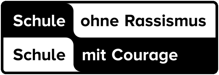 Logo: Schule ohne Rassismus, Schule mit Courage in Schwarz-Weiß.