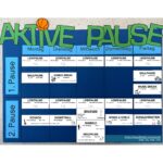 Stundenplan für aktive Pausen mit Sport-, Lese- und Kreativangeboten von Montag bis Freitag.