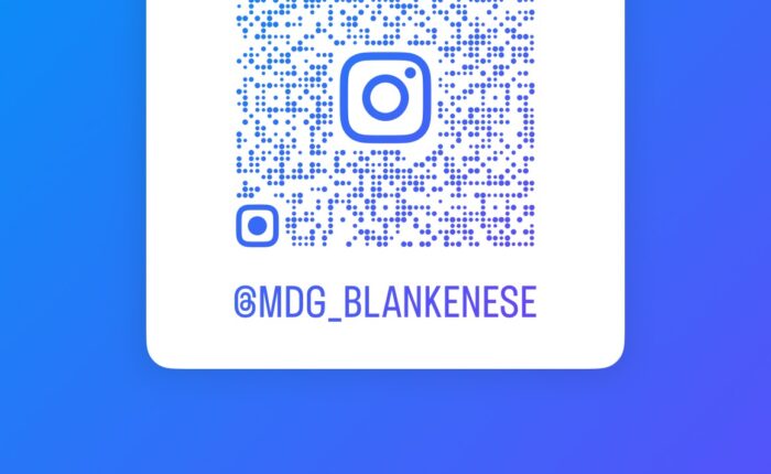 QR-Code für Instagram-Profil @MDG_BLANKENESE auf blauem Hintergrund.