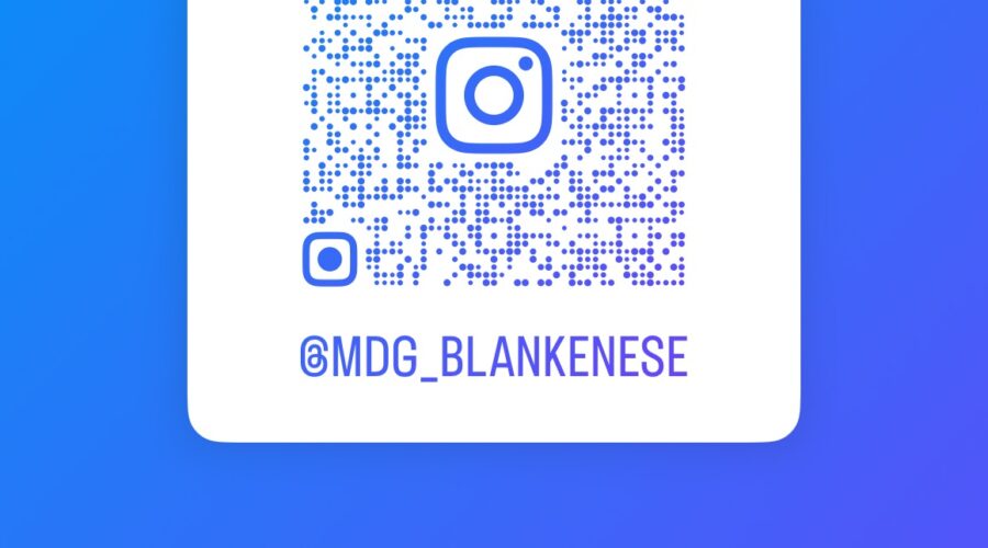 QR-Code für Instagram-Profil @MDG_BLANKENESE auf blauem Hintergrund.