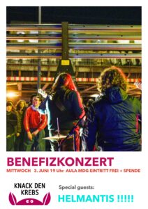 Zuschauer bei einem Benefizkonzert, erkennbar an den instrumentalen Darbietungen.