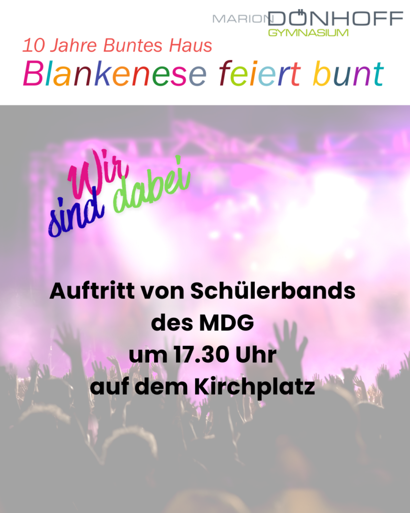 Plakat: MDG Schülerbands bei Blankenese feiert bunt